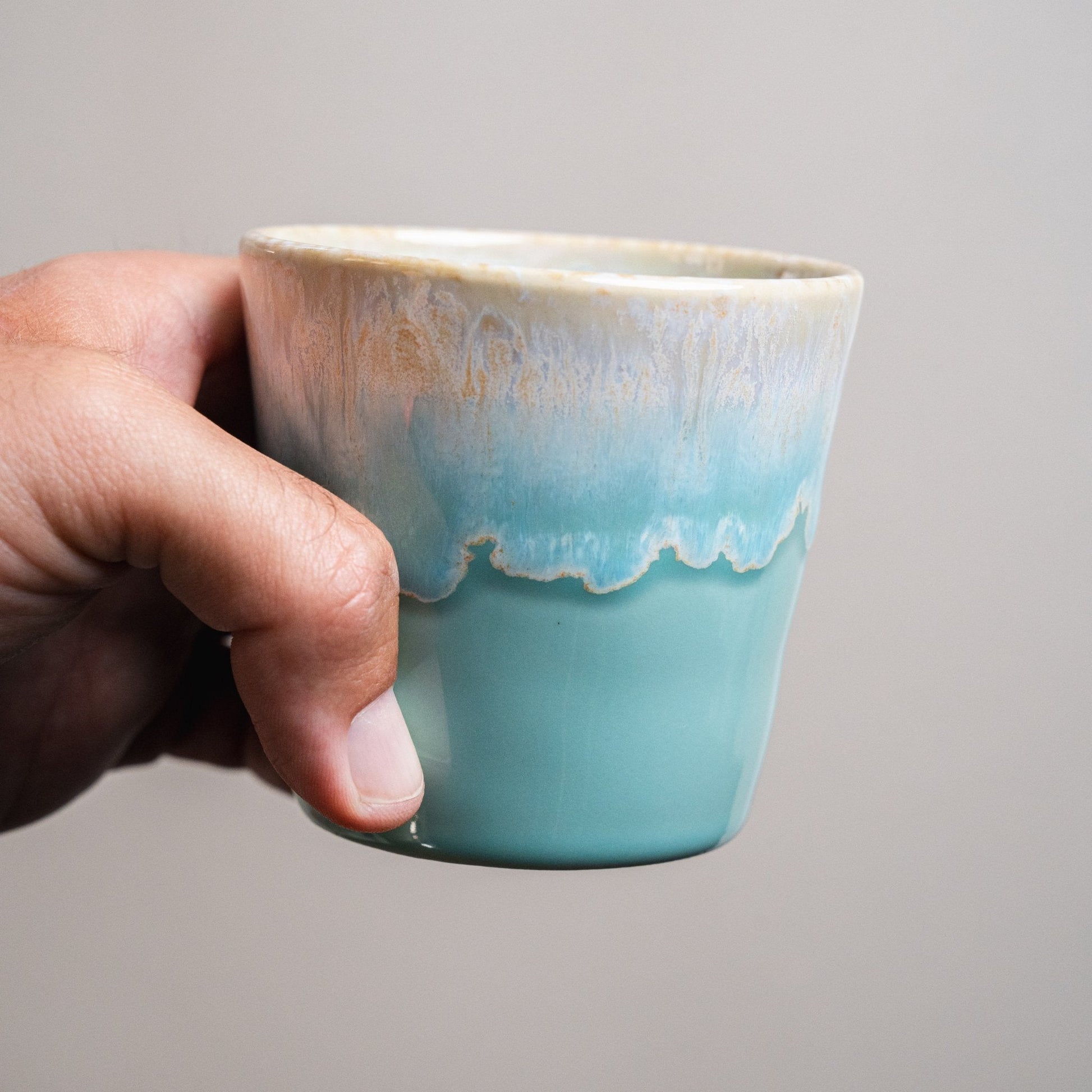 Light Turquoise Cappuccino Cup - 7.4 oz - Ceramona