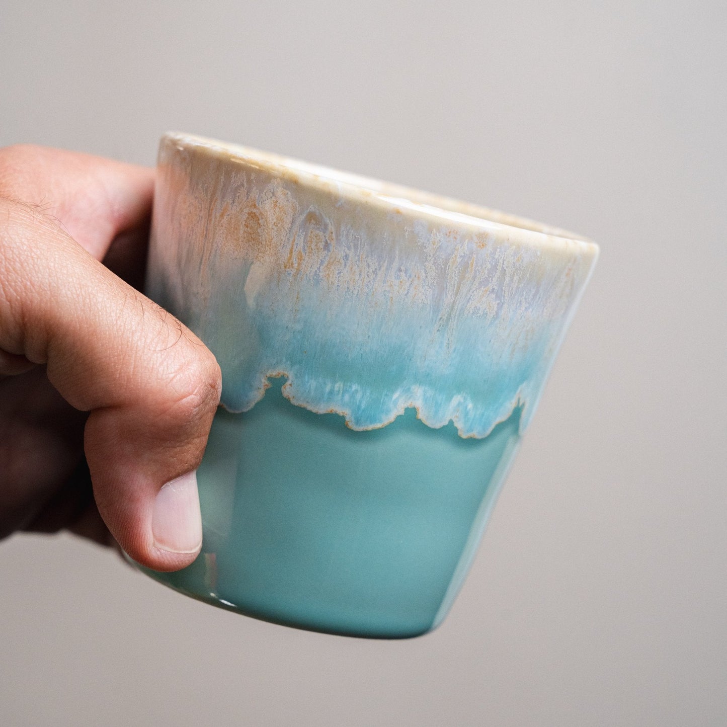 Light Turquoise Cappuccino Cup - 7.4 oz - Ceramona